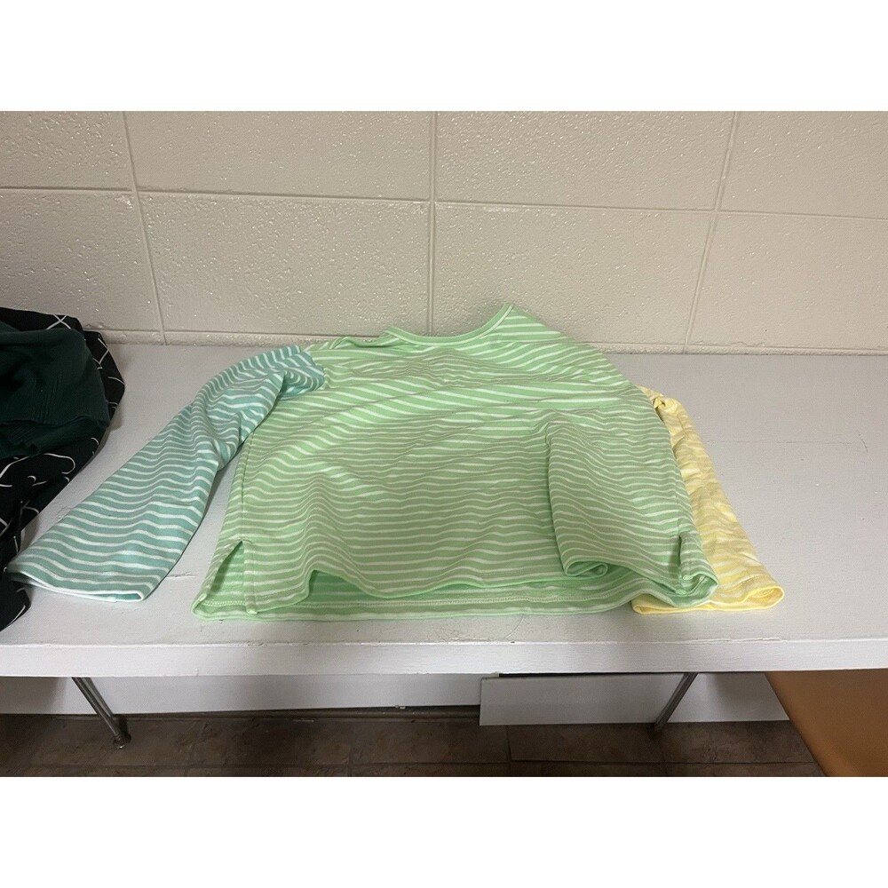 English Factory Green and White Striped Long Sleeve Top